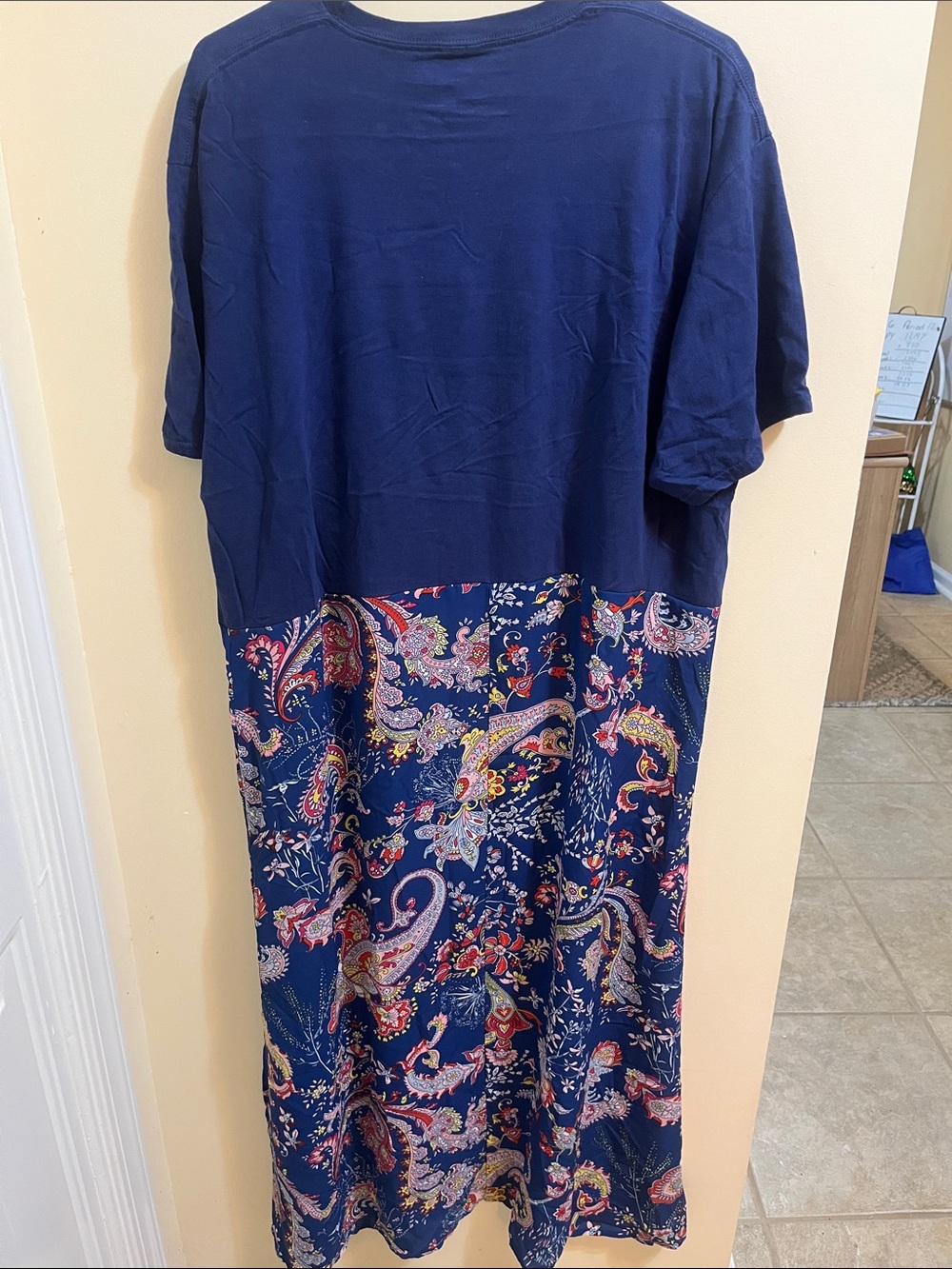 Navy Blue White Rabbit Alice in Wonderland Graphic Paisley Maxi Dress - Picture 2 of 4
